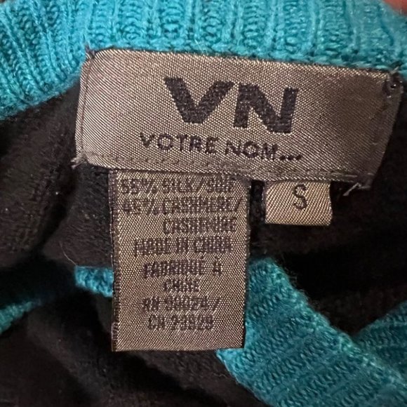 Vintage Votre Nom silk/cashmere blend embroidered striped cardigan - Picture 4 of 7